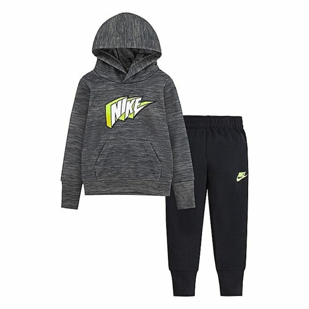 Nike Toddler 2 Piece Hooded Top & Jogging Pants Set Gray/Black Baby Size 3M